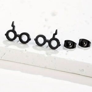 Warner Bros. Harry Potter‎ Eye Glasses with Scar Stud Earrings Black Acrylic